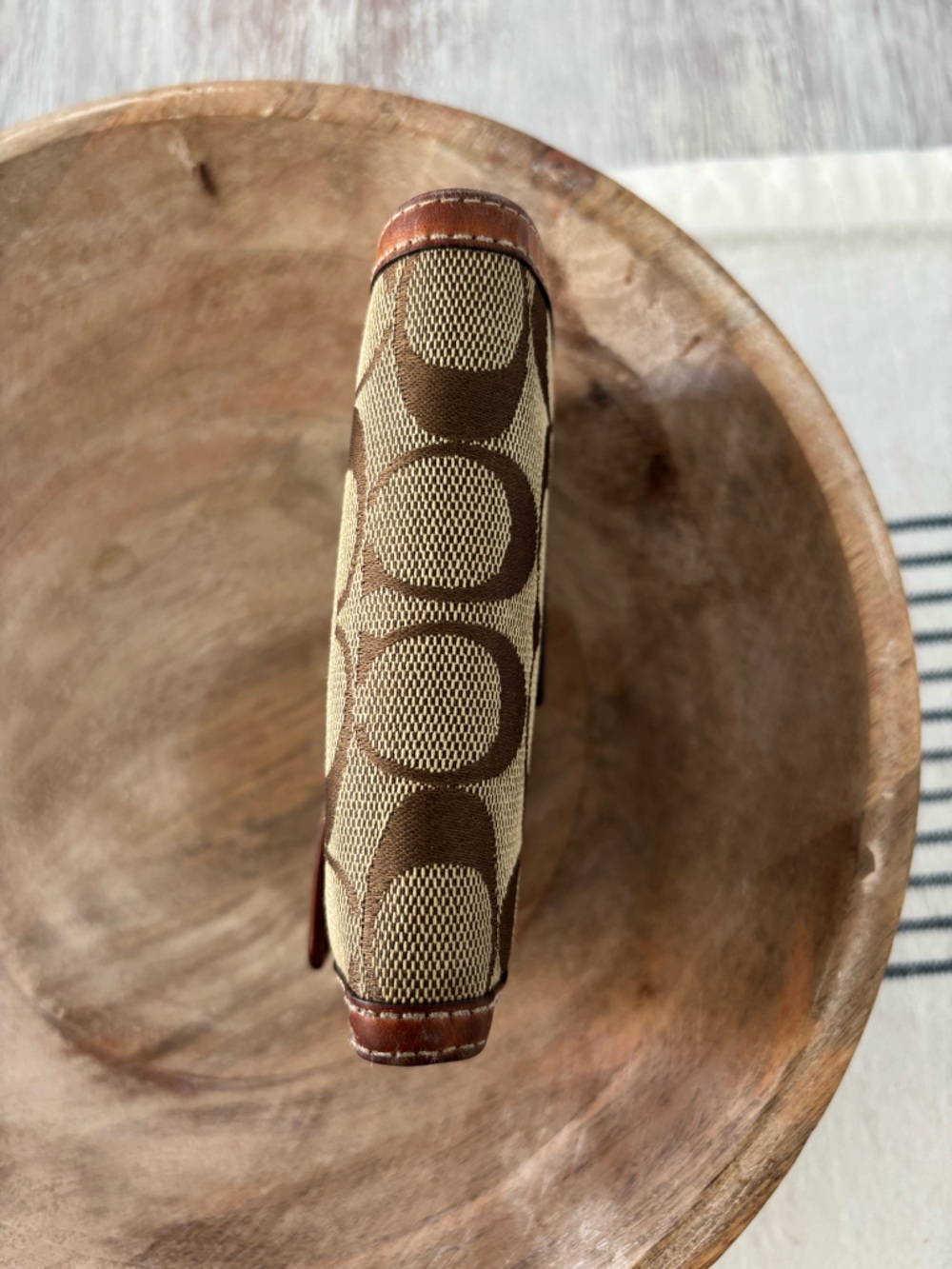 ๐ฟ๐ฆ Vintage Coach Signature Canvas Bifold Leather Wallet in Brown and Tan - Picture 7 of 12